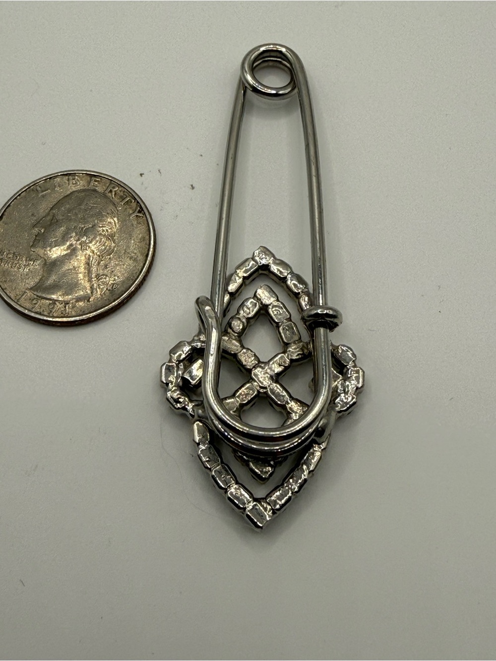 Rhinestone Safety Pin Brooch - Silver Sparkle - Picture 5 of 5
